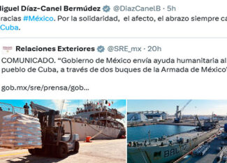El presidente cubano agradece a México su colaboración humanitaria.